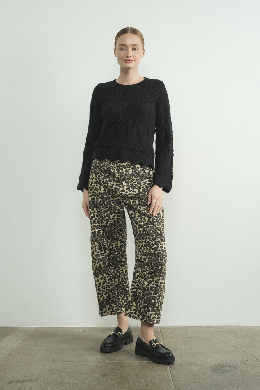 ANIMAL PRINT DENIM PANT PANT -   