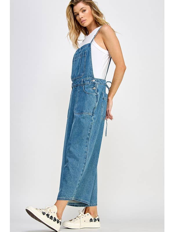 SLOUCHY TIE-BACK OVERALLS PANT -   