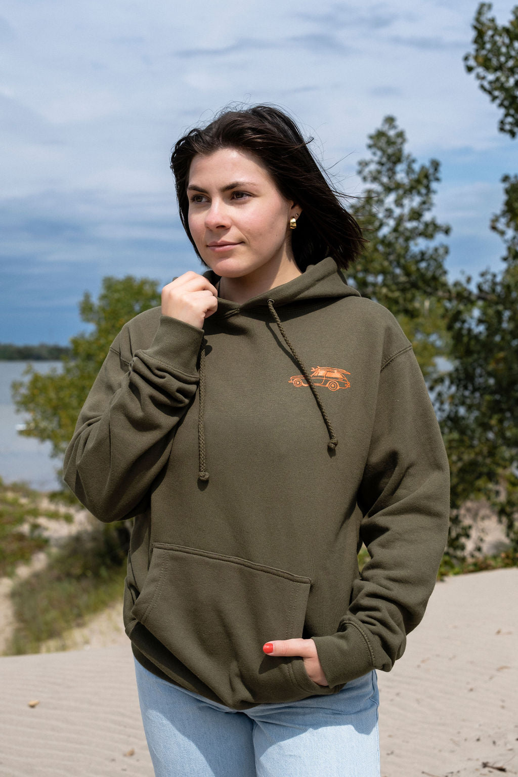 OAK SURF CLUB SANDBANKS HOODIE - ARMY HOODIE OAK SURF CLUB   