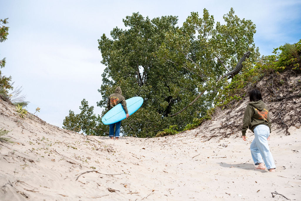 OAK SURF CLUB SANDBANKS HOODIE - ARMY HOODIE OAK SURF CLUB   