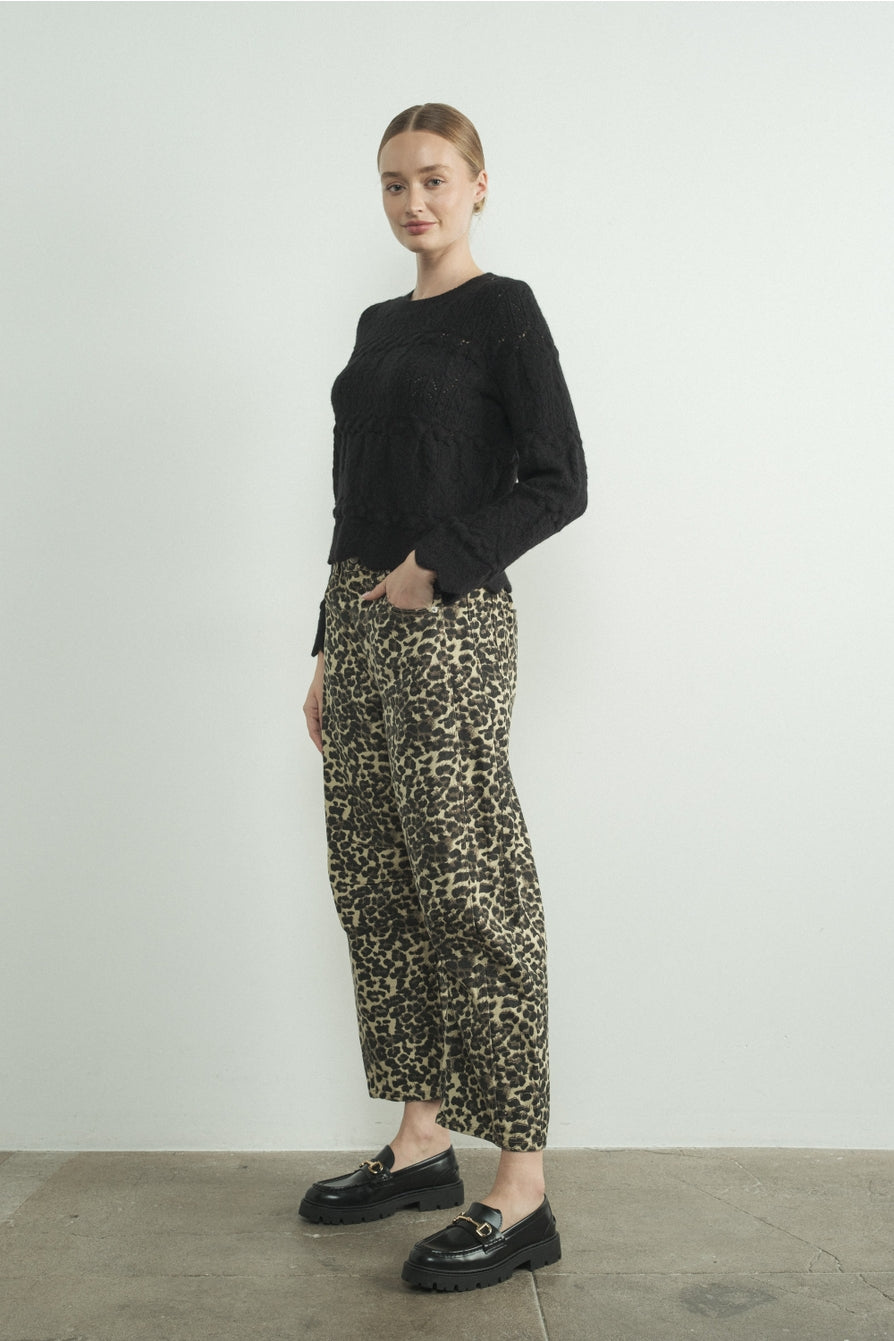 ANIMAL PRINT DENIM PANT PANT -   