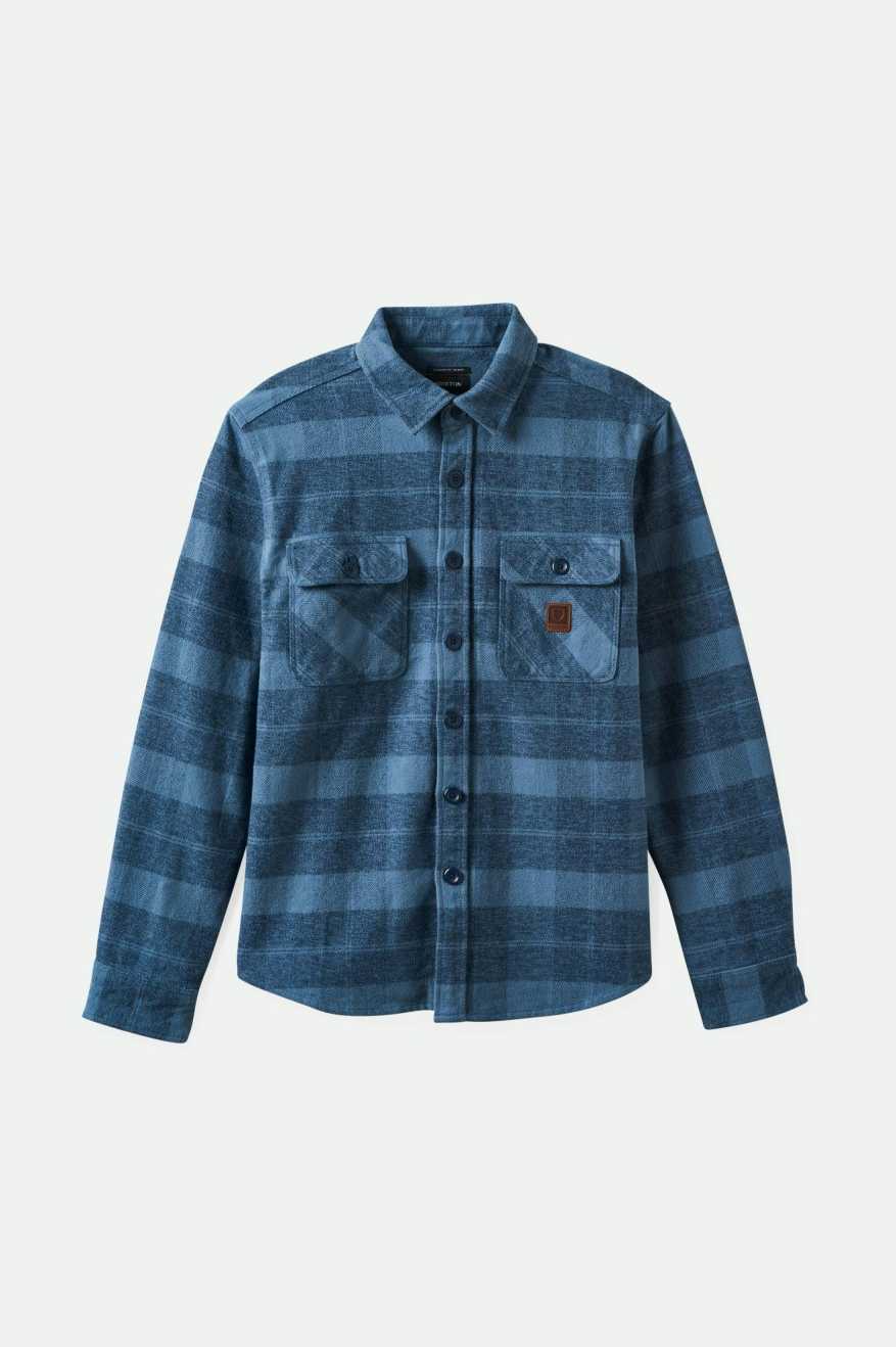 BRIXTON BOWERY HEAVY WEIGHT L/S FLANNEL - MIRAGE BLUE/WASHED NAVY SHIRT BRIXTON   