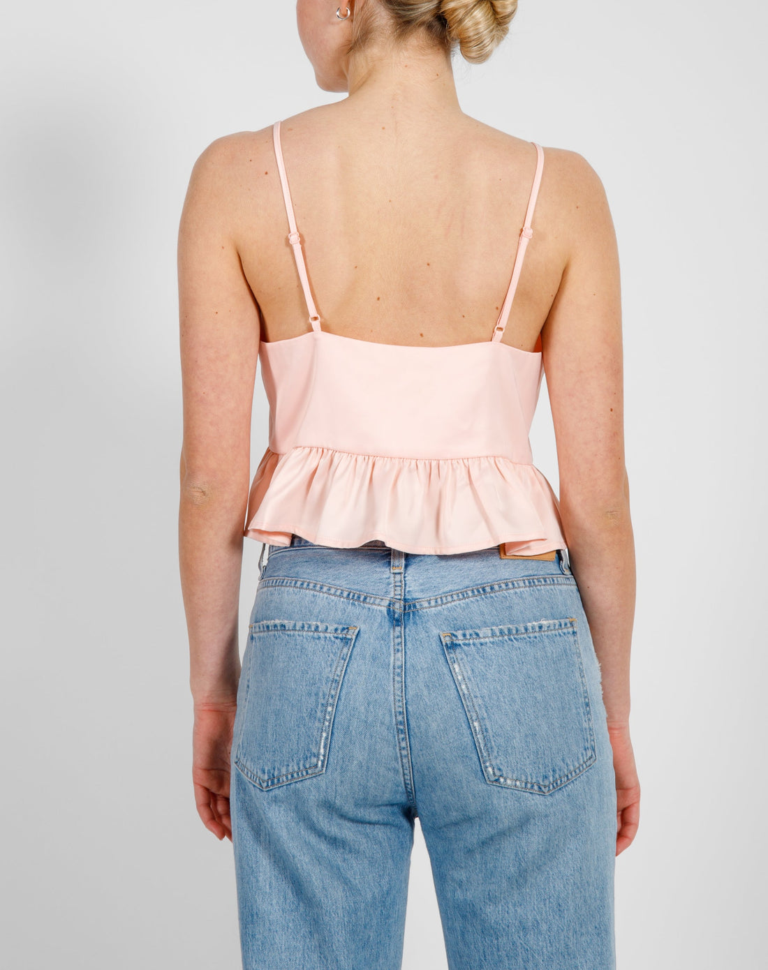 BRUNETTE THE LABEL SATIN BABY DOLL CROP TOP - PINK TOP BRUNETTE THE LABEL   