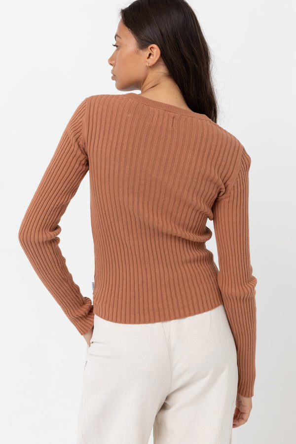 RHYTHM CLASSIC KNIT LONG SLEEVE TOP - CINNAMON TOP RHYTHM   