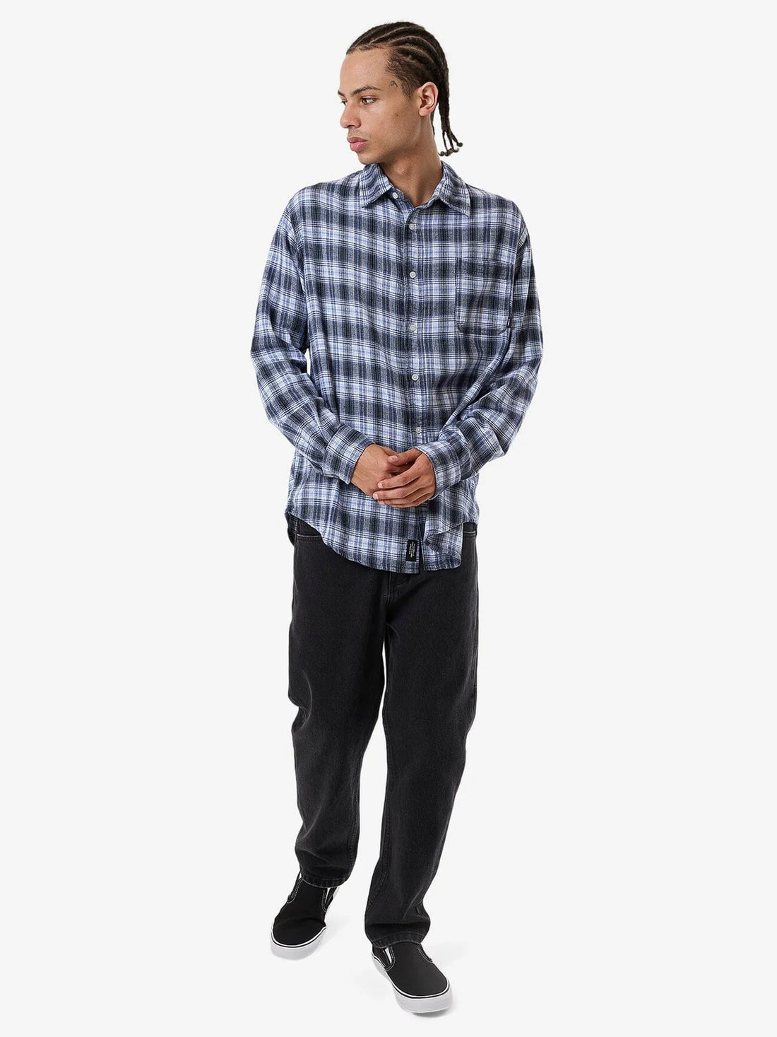 THRILLS SERVICE FLANNEL LONG SLEEVE SHIRT - ICEBERG SHIRT THRILLS   