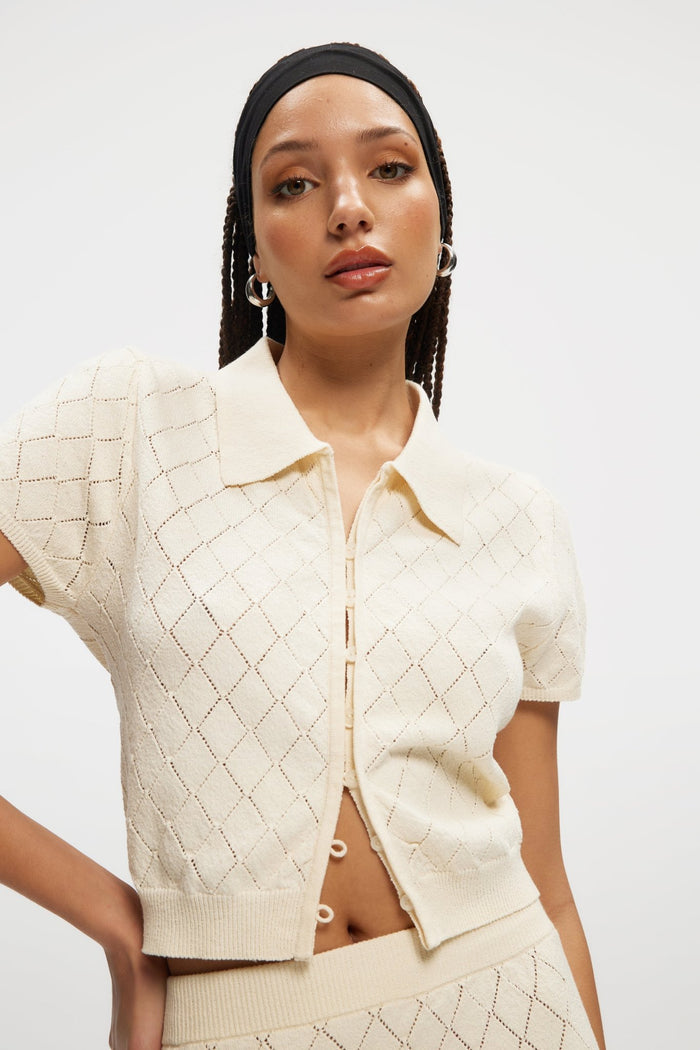 KUWALLA DIAMOND POLO BUTTON UP - CREAM SHIRT KUWALLA   