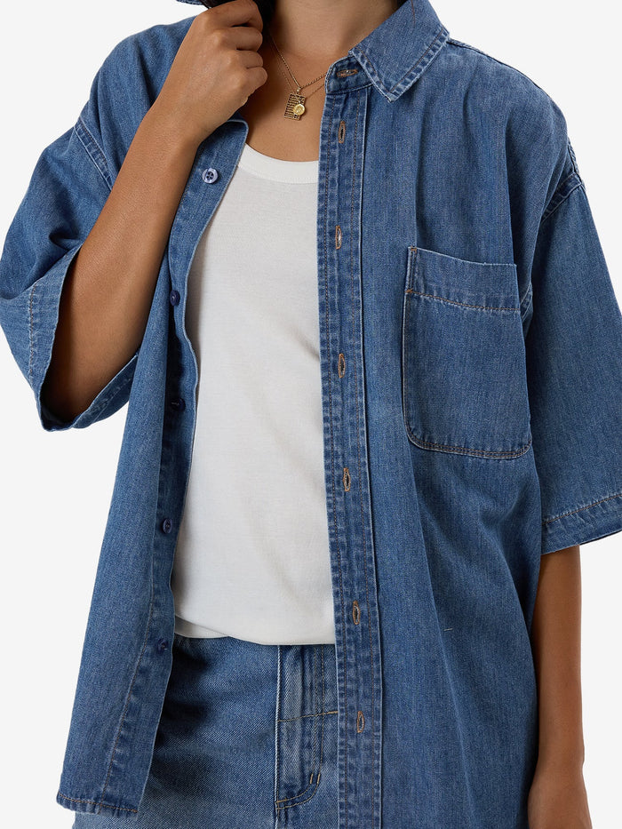 THRILLS DARIAN DENIM SHIRT - DUST BLUE SHIRT THRILLS   