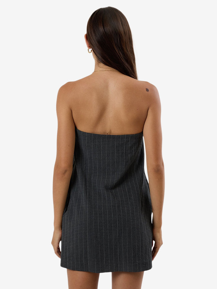 THRILLS COLBY STRAPLESS DRESS - CHARCOAL PINSTRIPE