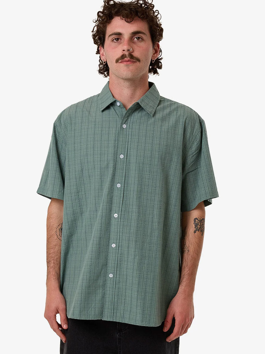 THRILLS AMBIENT CONNECTIONS SHORT SLEEVE SHIRT - CHINOIS GREEN SHIRT -