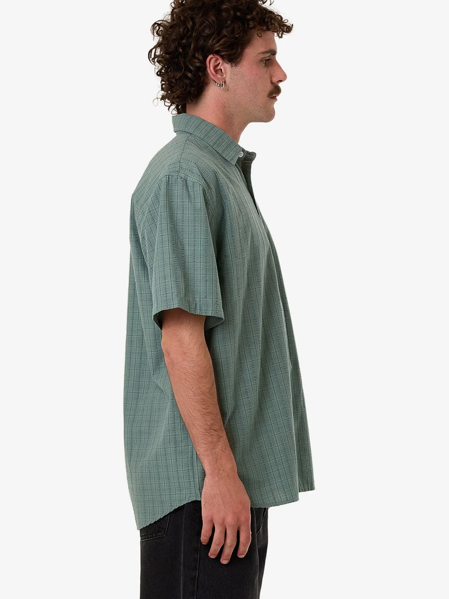 THRILLS AMBIENT CONNECTIONS SHORT SLEEVE SHIRT - CHINOIS GREEN SHIRT -