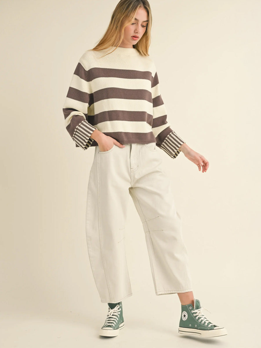 BARREL COTTON PANTS - ECRU PANTS -