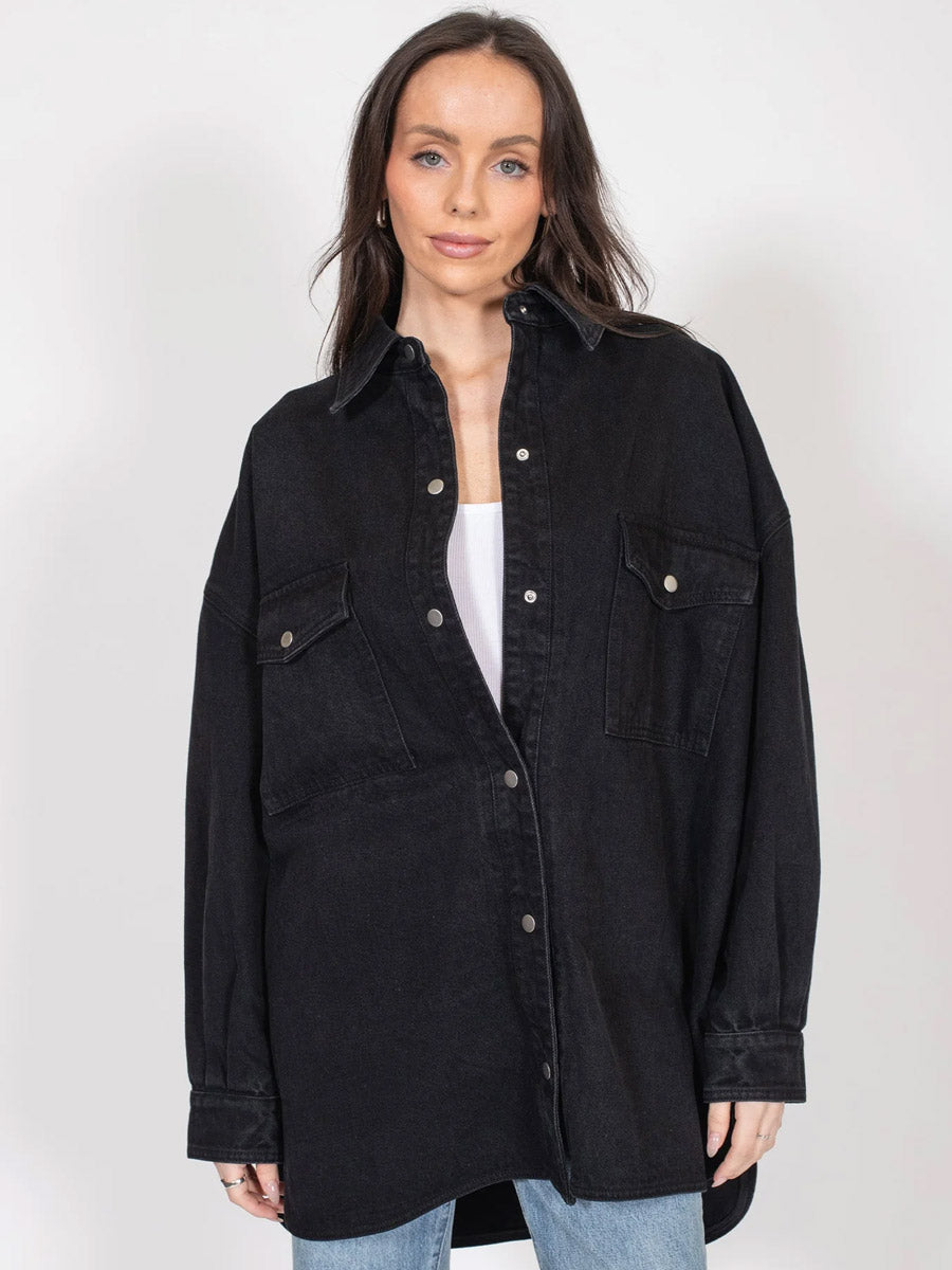 BRUNETTE THE LABEL SHANIA DENIM JACKET - BLACK DENIM JACKET BRUNETTE THE LABEL   