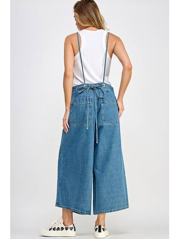 SLOUCHY TIE-BACK OVERALLS PANT -   