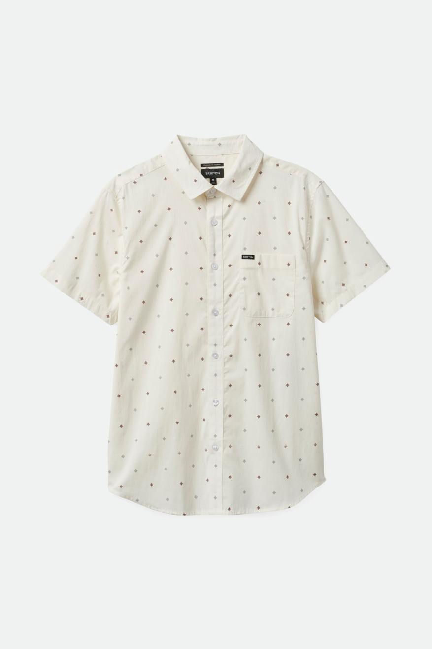 BRIXTON CHARTER PRINT S/S WOVEN SHIRT - OFF WHITE PYRAMID SHIRT BRIXTON   