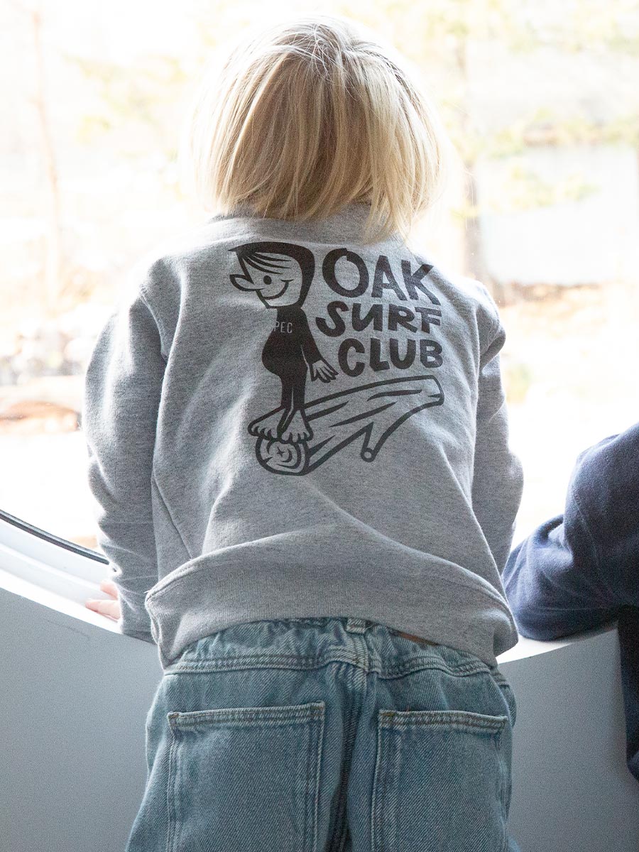 OAK SURF CLUB YOUTH GROVER CREWNECK - HEATHER GREY CREWNECK OAK SURF CLUB