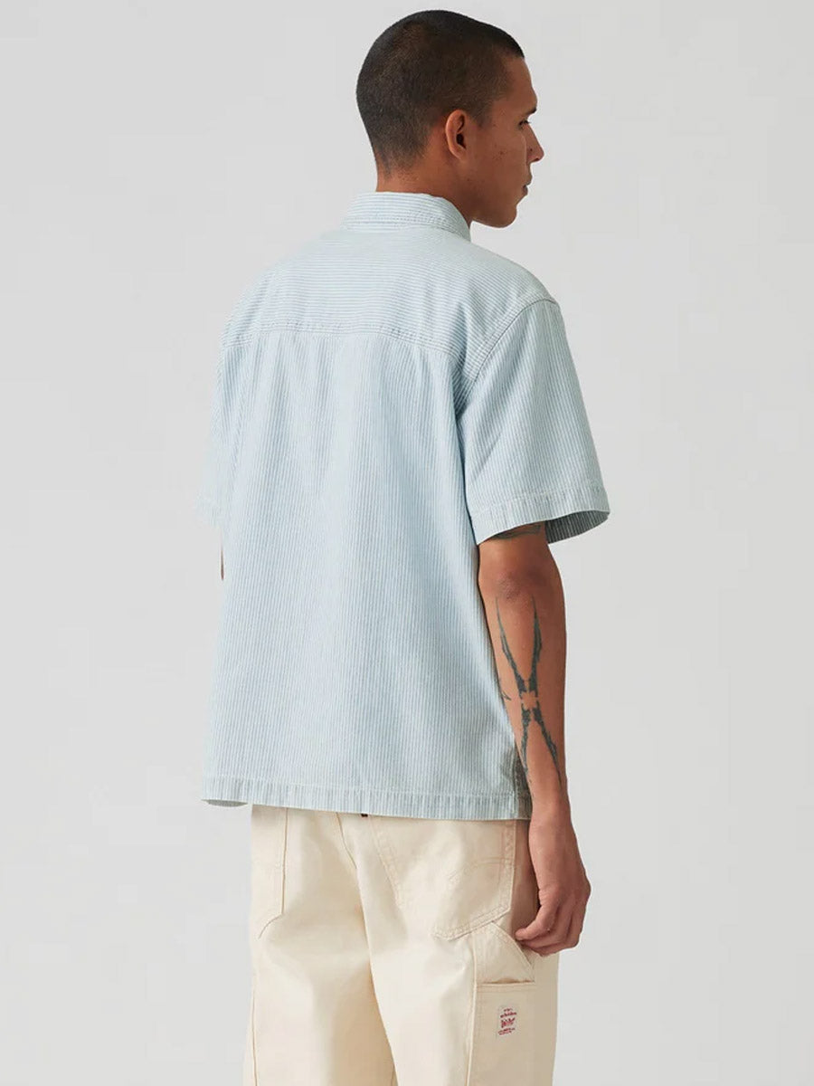 LEVI'S SHORT-SLEEVE DALTON WORKER SHIRT - LENOX BLEACHED RAILROAD STRIPE SHIRT LEVI'S