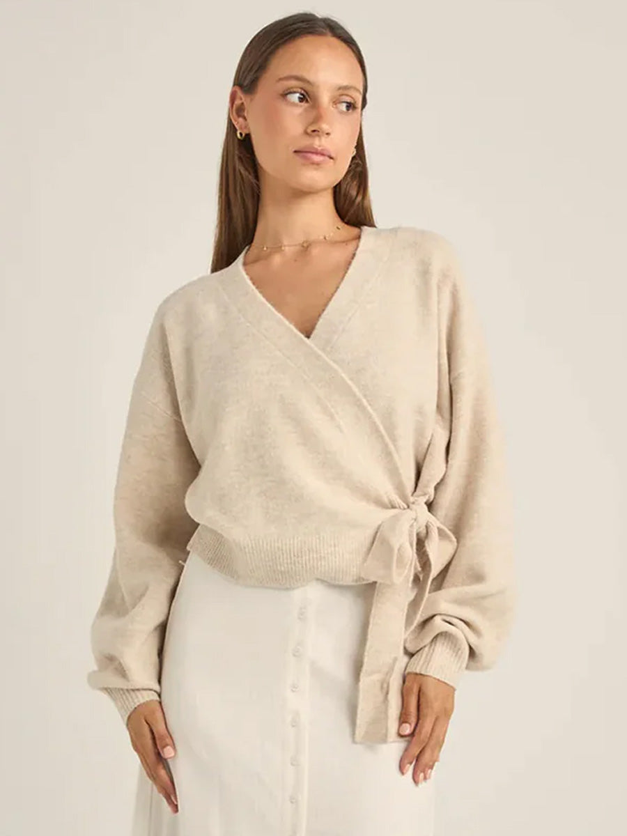 LEXIE WRAP FRONT KNIT SHIRT -