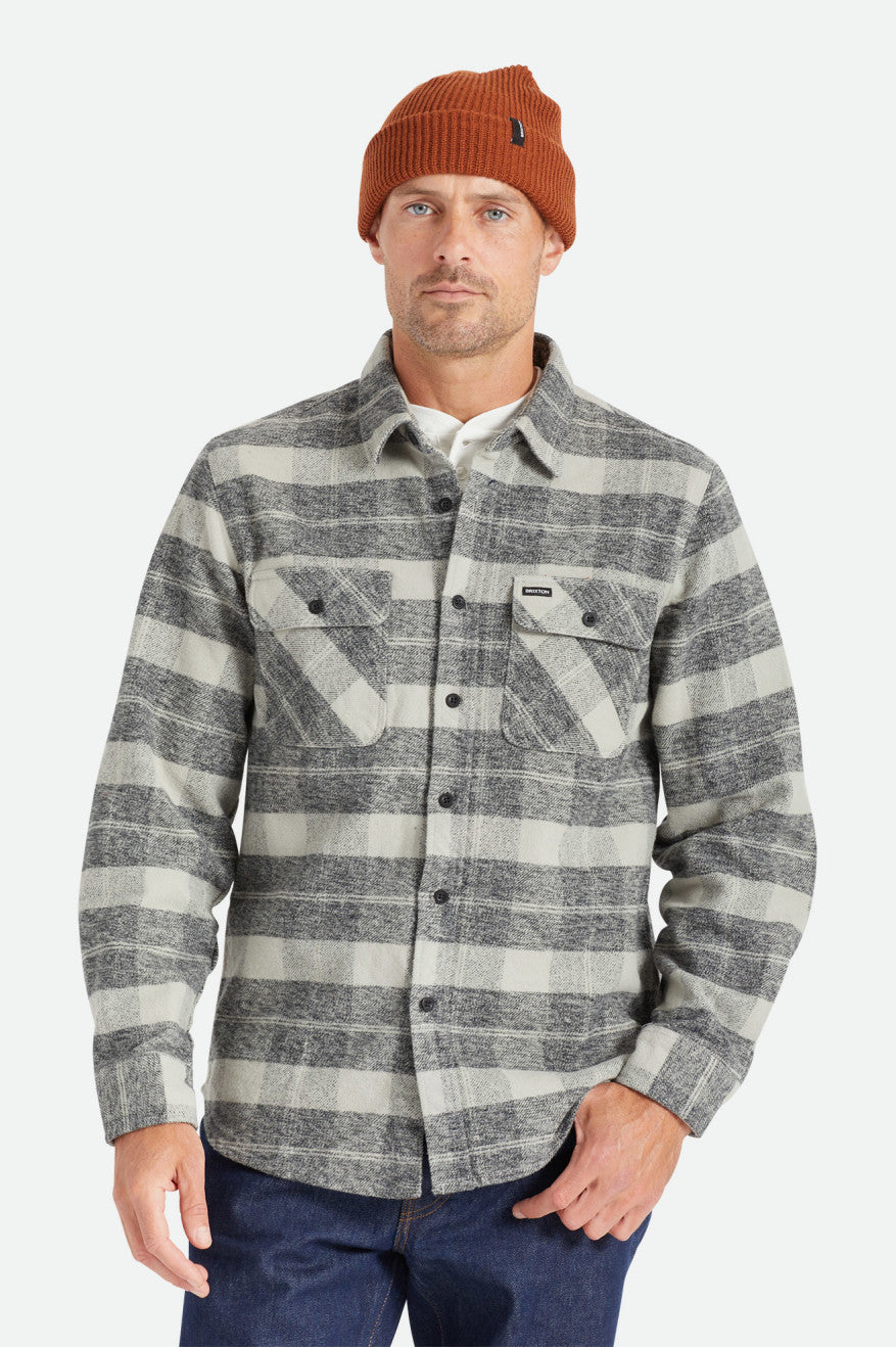 BRIXTON BOWERY HEAVY WEIGHT L/S FLANNEL - BLACK/CHARCOAL SHIRT BRIXTON   