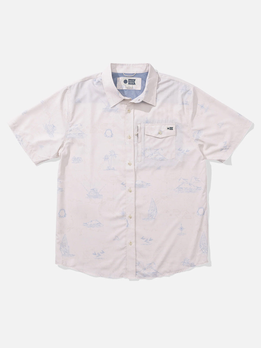 SALTY CREW HELMANS UV BUTTON UP - OYSTER SHIRT -