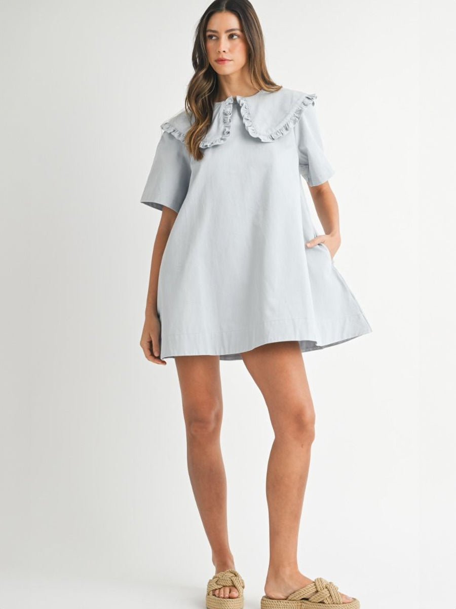 PETER PAN COLLAR MINI DRESS - LIGHT BLUE