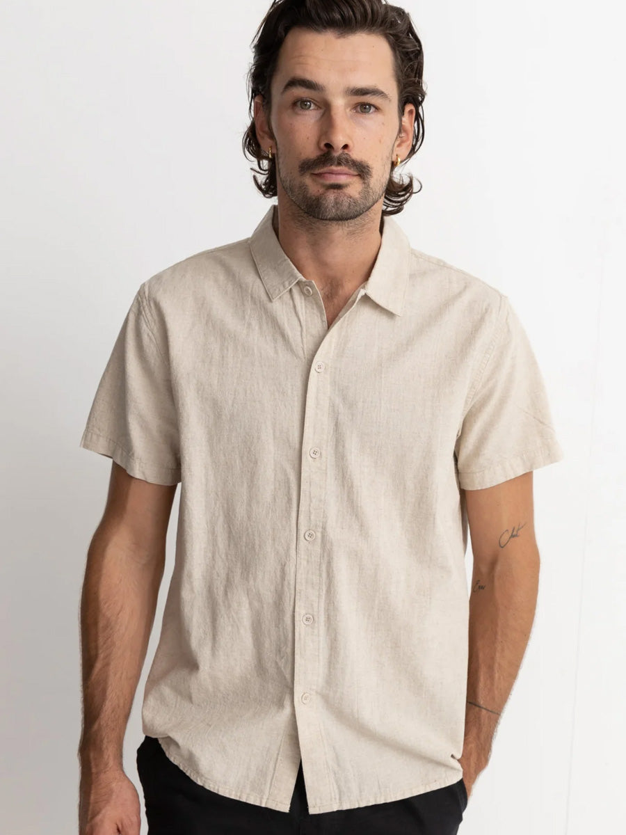 RHYTHM LINEN SHORT-SLEEVE SHIRT - SAND SHIRT -