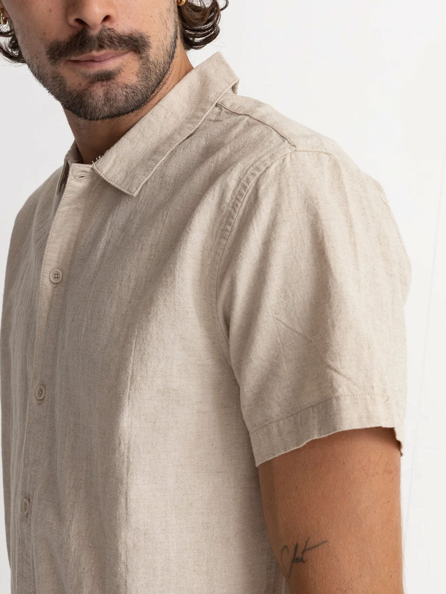 RHYTHM LINEN SHORT-SLEEVE SHIRT - SAND SHIRT -