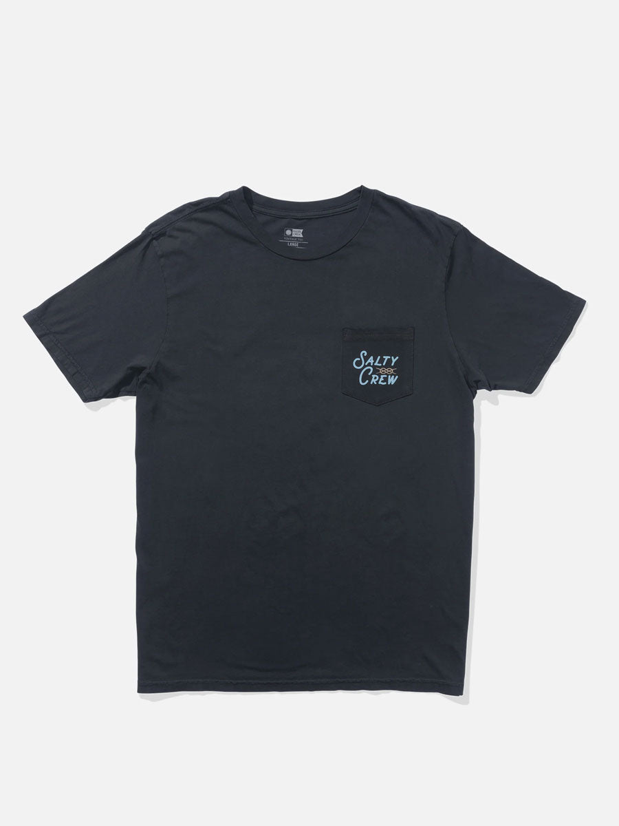 SALTY CREW SPLICE VINTAGE POCKET TEE - VINTAGE BLACK SHIRT -