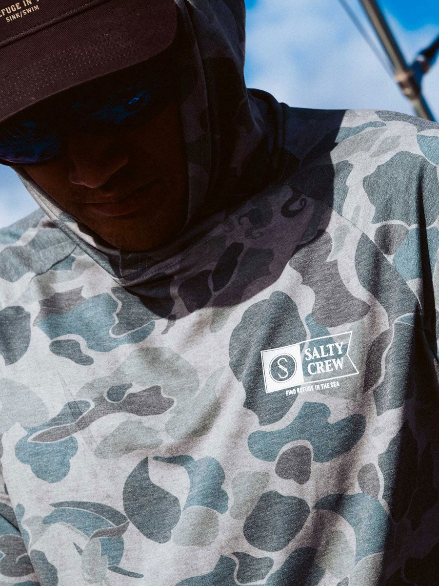 SALTY CREW MARINER LITE UV HOODIE - SAND CAMO SHIRT -