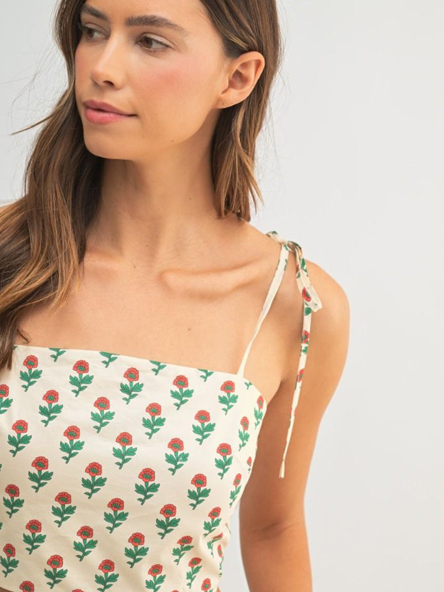 FLORAL PRINTED CROP TOP - CREAM TOP -