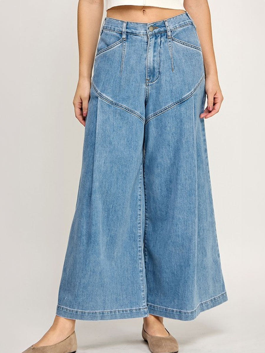 SOFT DENIM WIDE LEG FLARE JEANS JEANS -