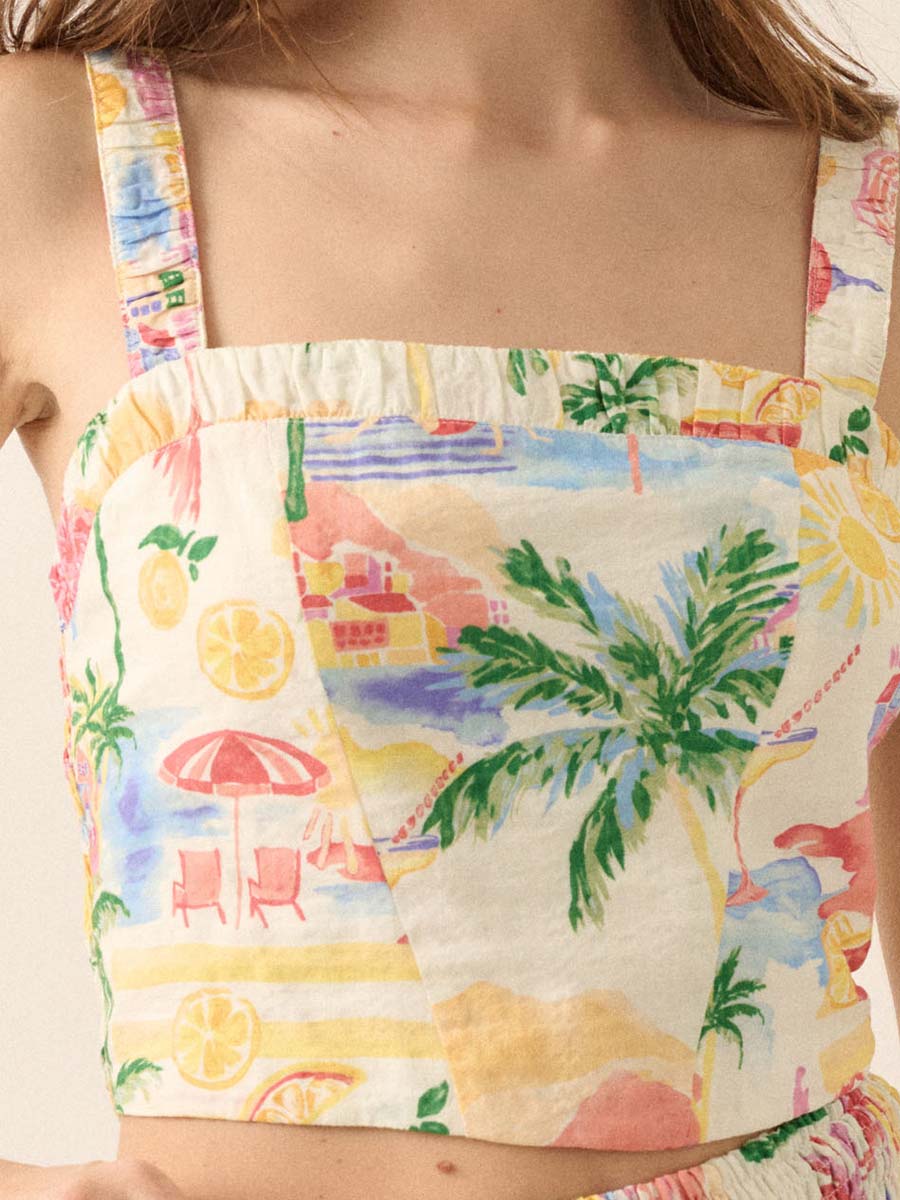 TROPICAL CROPPED CAMI TOP SHIRT -