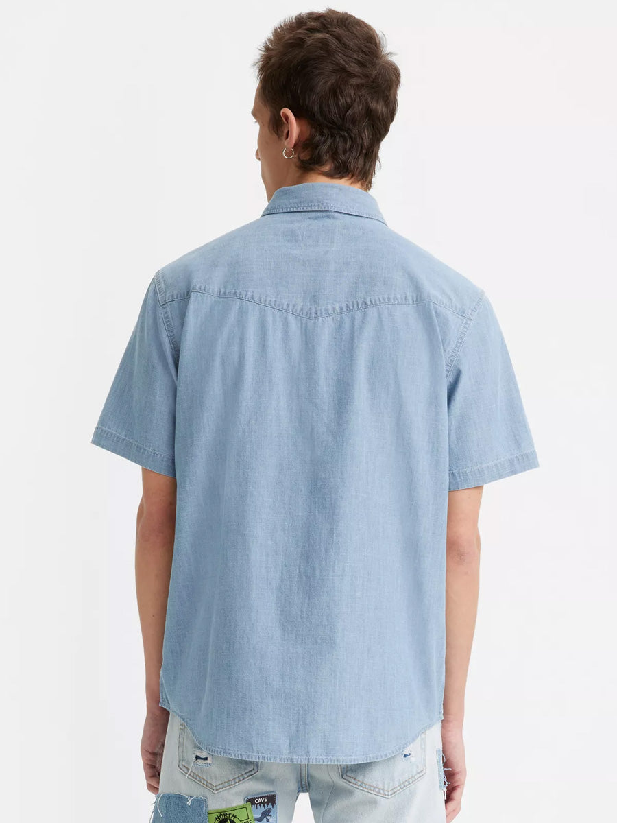 LEVI'S SHORT-SLEEVE RELAXED FIT WESTERN SHIRT - NEW HYDE CHAMBRAY SHIRT LEVI'S